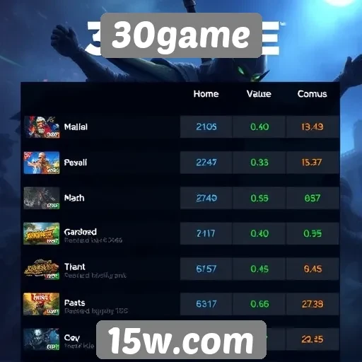 Desempenho do site 30game em comparação com concorrentes